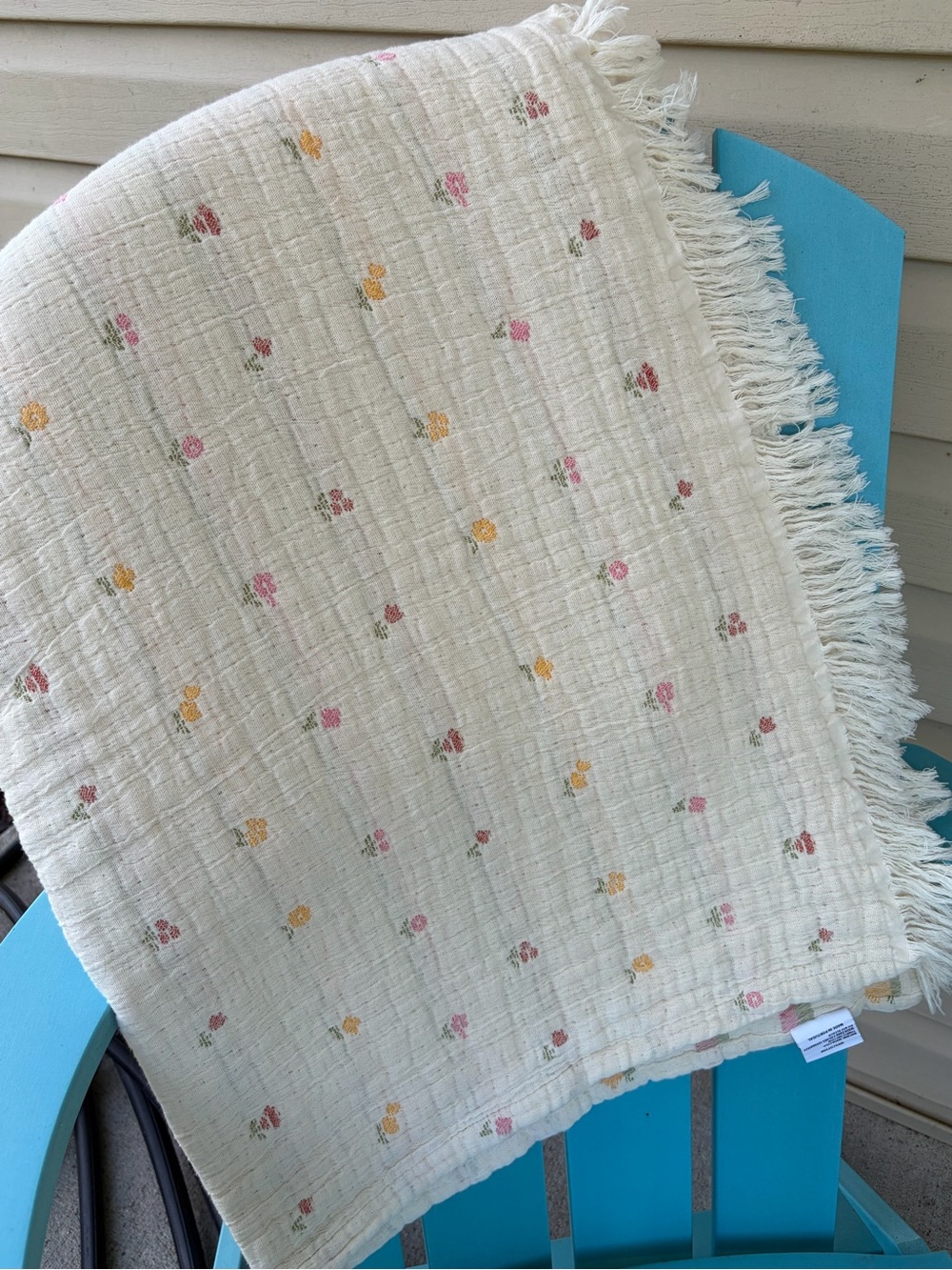 Piscatextil scattered blossoms blooms throw blanket 100% cotton 50 x 70 Portugal